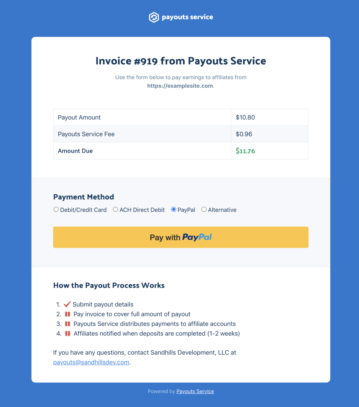 Screenshot - pay invoice with PayPal