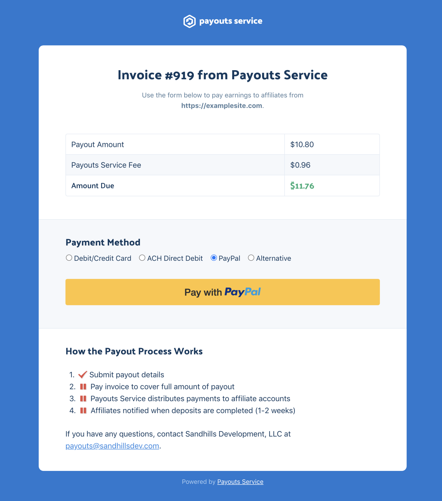 Pay invoices with PayPal Payouts Service